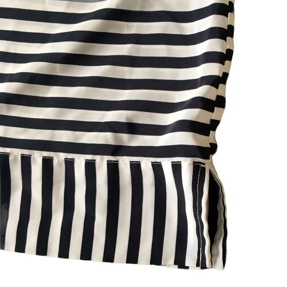 CJ Banks Striped Blouse Top Navy Blue & White Plus Size 3X Short Sleeves Light - Picture 5 of 9
